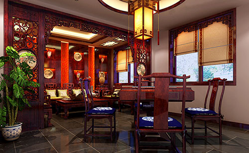 宕昌古典中式风格茶楼包间设计装修效果图